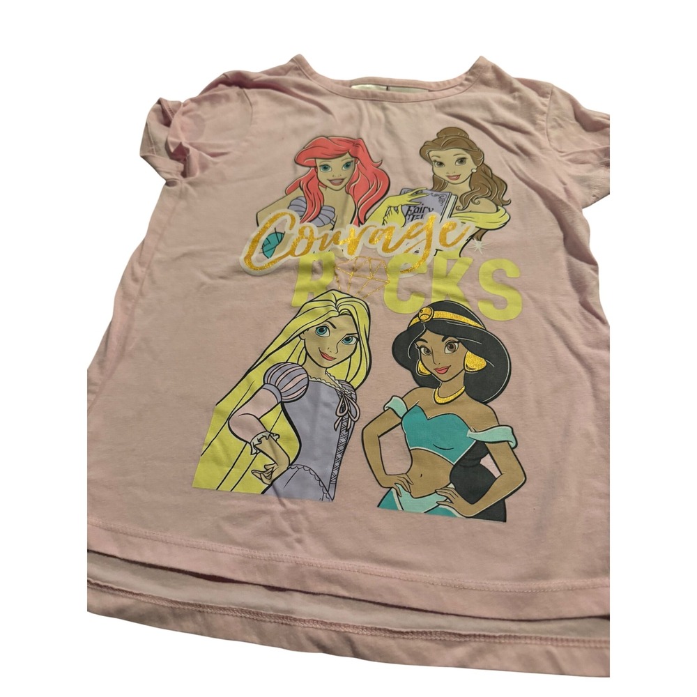 Disney Princess Girl's‎ Pink Graphic T-Shirt Courage Size 6 Ariel Belle